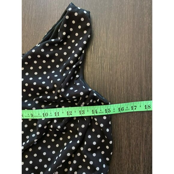 Love X Design Polka Dot One-Shoulder Ruched Midi Dress Size L - Picture 5 of 6